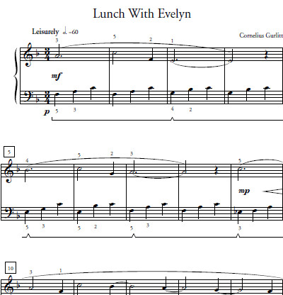 Lunch With Evelyn Sheet Music and Sound Files for Piano Students